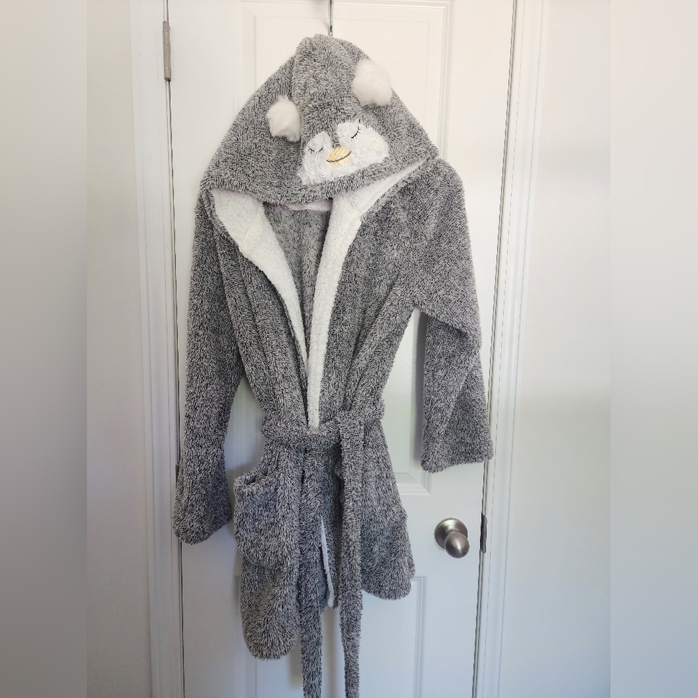 Cozy Critters Gray Hooded Robe. One Size Fits Most.